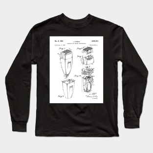 Electric Shaver Patent - Barber Stylist Bathroom Decor Art - White Long Sleeve T-Shirt